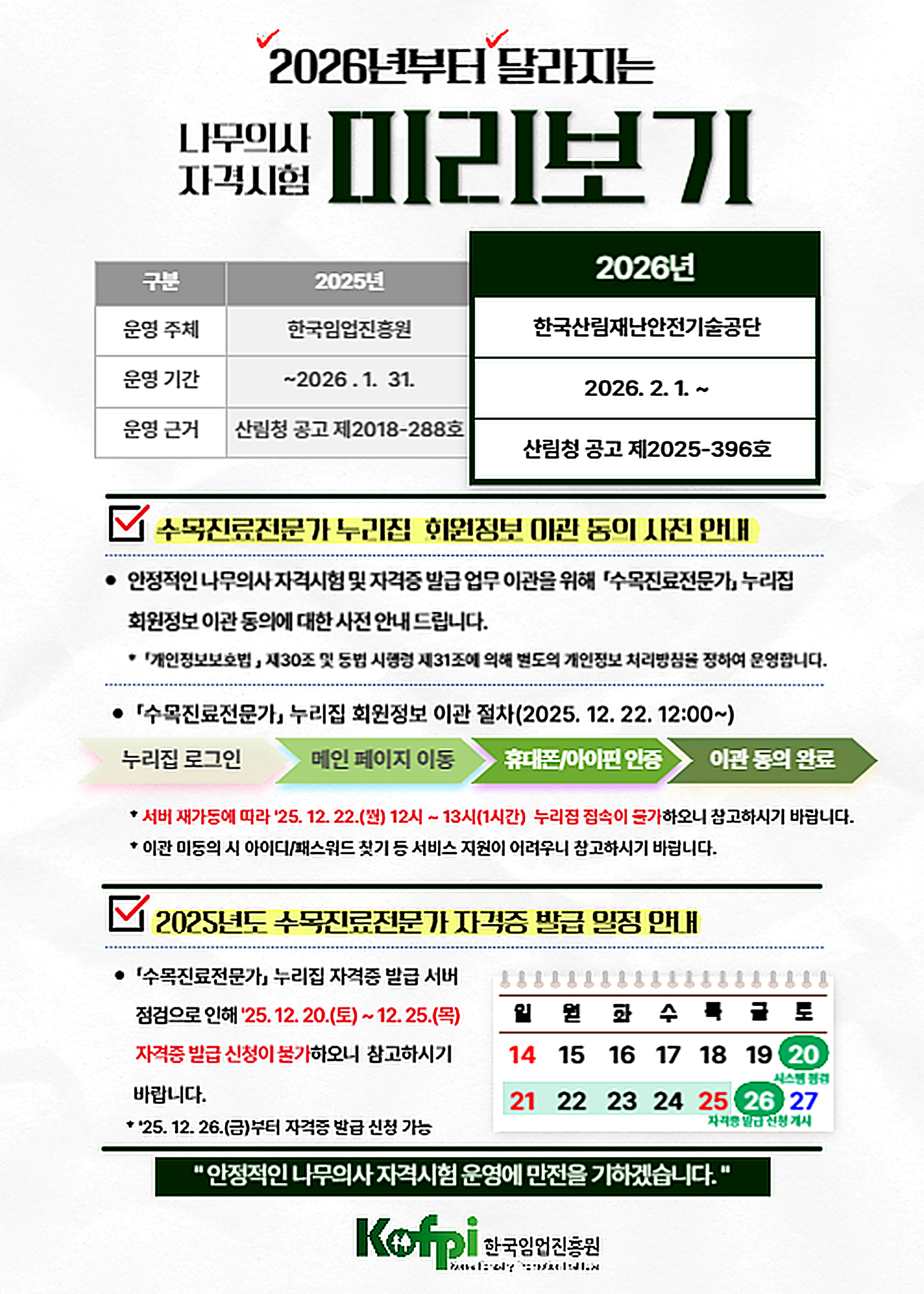 2026년부터 달라지는 나무의사 자격시험 안내 팝업